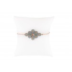 Flower shape with solitaires bronze color adjustable zircon bracelet 