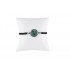 Black string bracelet with aqua stones inside circular disk 