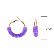 Purple rubber rings in a big ring Zircon Earrings