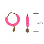 Pink rubber rings in a big ring with drop pendant Zircon Earrings