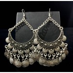 Bohemian style vintage crescent shape earrings with coins tassels