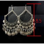 Bohemian style vintage crescent shape earrings with coins tassels