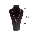 Bronze color chain with vintage scroll holder , heart and clover flower with Zircon pendant Necklace