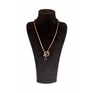 Bronze color chain and vintage scroll holder and white stones ring pendant Zircon Necklace