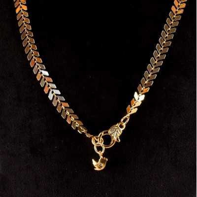 Golden color V-shaped pattern chain with tiny Tweet pendant Necklace.