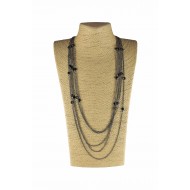 Shiny black color multilayered chains with black stones Necklace