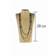 Shiny black color multilayered chains with black stones Necklace