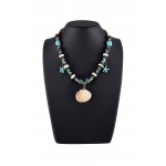 Hand Made necklace stones and beads with seashell and star pendant