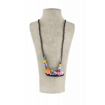 Hand made Necklace with colorful beads and flowers