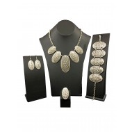 Bohemian style silver color set with vintage oval shapes